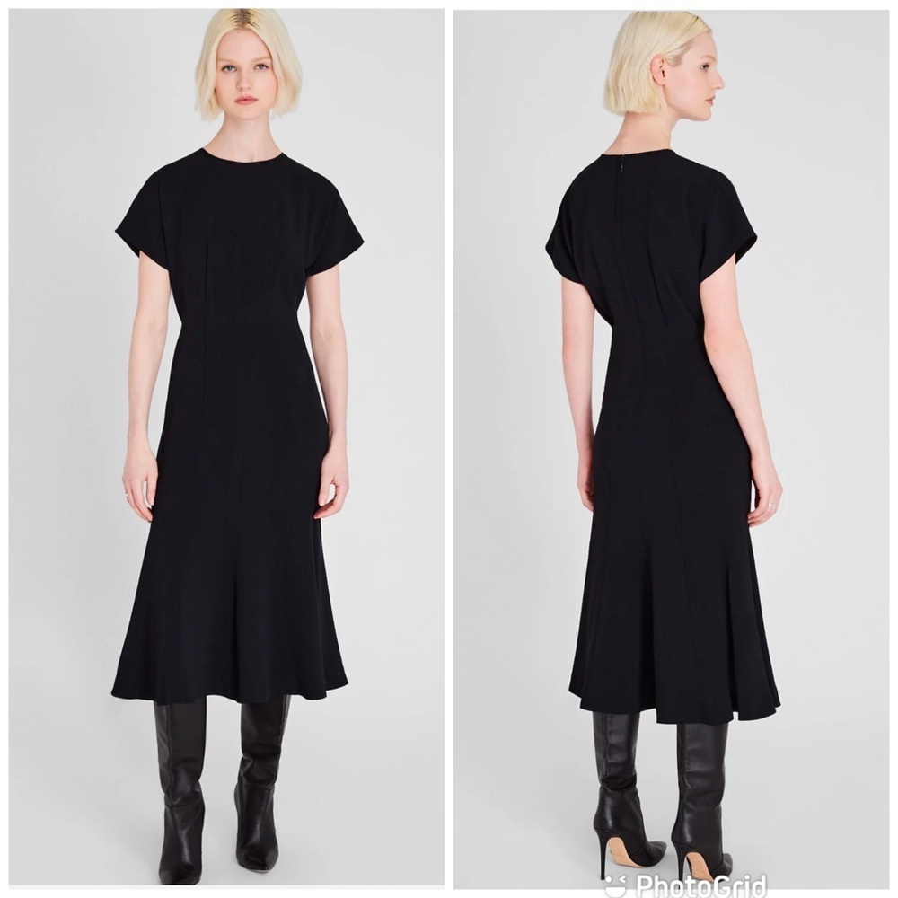 Club Monaco Crewneck Crepe Midi Dress In Black New With Tags!